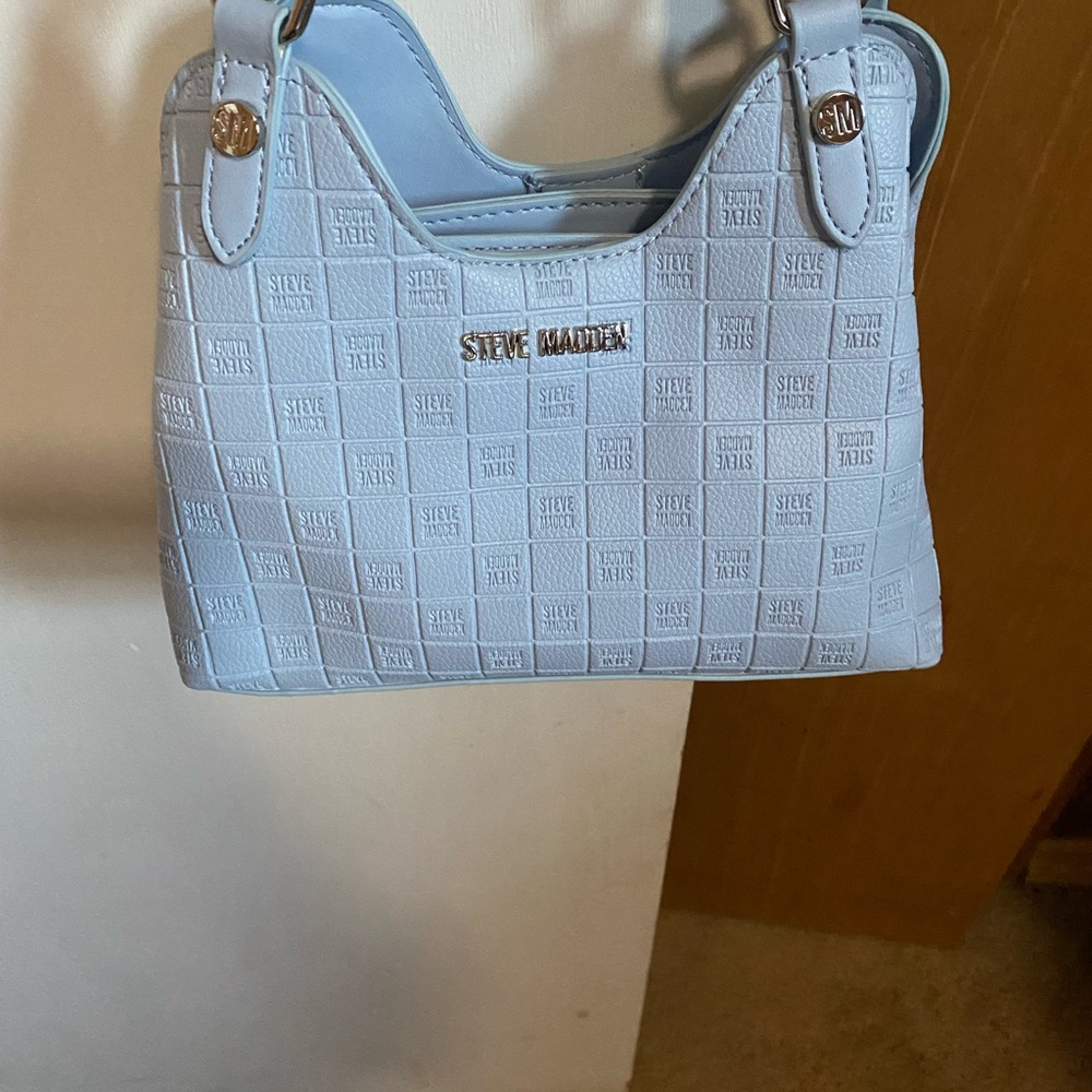 Steve Madden Baby Blue Embossed Shoulder Bag